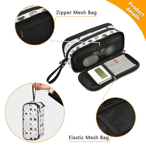 Image of ZAZYXTJ Cute Cat Large Capacity Pencil Case 3 Compartment Pen Pouch Storage Canvas Makeup Bag for School Office Teen Girl Boy Men Women