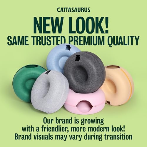 Image of Cattasaurus Peekaboo Cat Cave for Multiple & Large Cats Up to 30-45 Lbs, Scratch Detachable & Washable Tunnel Bed, Comfy Donut Cat Cave (Dark Gray, Large)