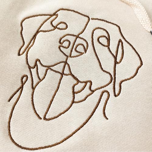 Custom Dog Face Hoodie Embroidered - Personalized Pet Outline Sweatshirt - Personalized Dog Mom Sweater with One Line Drawing - Unisex Hoodie Gift for Pet Lovers Multi2