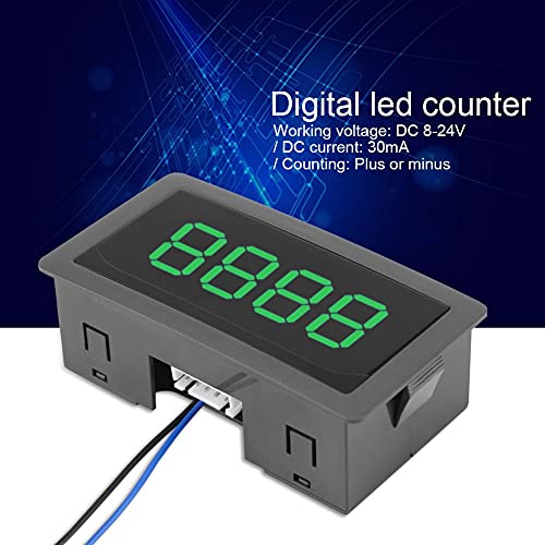 Contador mini verde de 4 dígitos con cable para control de aforo y producción en panel 6