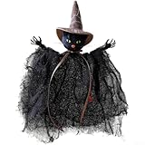 ornamenti da appendere in seta per halloween, per feste, con disegni di streghe e zucche, struttura leggera e compatta (gatto nero)