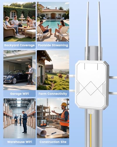 Image of AX3000 Outdoor WiFi 6 Extender, WiFi Extender Signal Booster Outdoor Wireless Gigabit Access Point, IP65 Weatherproof, PoE Power Supply, for Starlink, Camera, Garage, Farm, Yard, RV, Campsite
