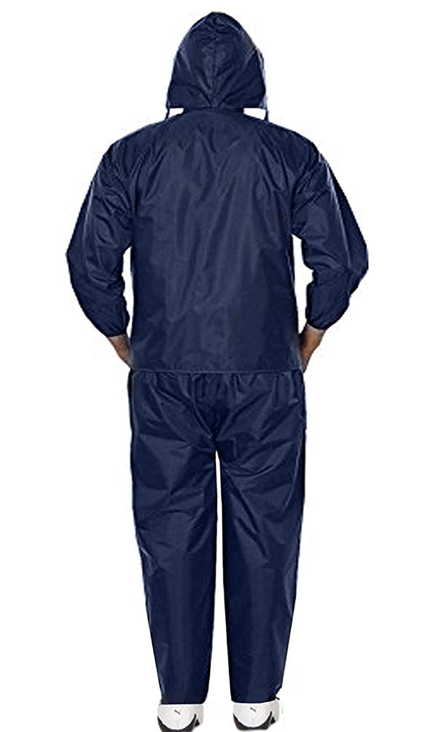 Motoway Unisex Waterproof Rain Suit with Hood and Carry Bag for Bikers (Blue, XXL) 1