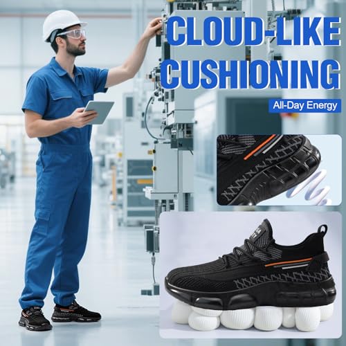 Image of Steel Toe Work Shoes for Men Lightweight Safety Shoes with Puncture Resistant Sole Comfortable Construction Industrial Work Shoe for Warehouse