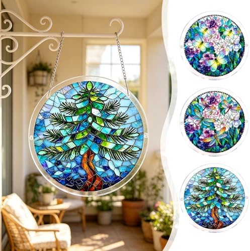 Acrylic Jigsaw Puzzle Suncatcher, 7.9in/20cm Acrylic Suncatcher Puzzle, Suncatcher Puzzle Kit, for Doors Garden and Window Hanging&Birthday Gift (G) — view 5