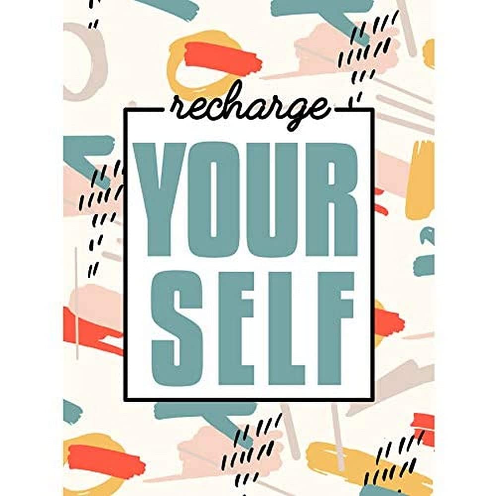 Wee Blue Coo Funky Affirmation Recharge Yourself Art Print Canvas Premium Wall Decor Poster