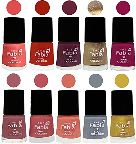 Image of ALL IN ONE (PACK OF 10), Long Lasting Glossy Nail Polish, 6 ml Each, All Vibrant Colours,01834