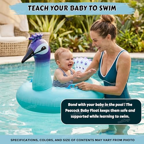 Image of Zest 4 Toyz Swimming Ring Swimming Tube for Kids Inflatable Tube for Swimming Pool Floaters for Kids Water Tube for Baby Swim Ring for 3+ Years Girls and Boys (Peacock Shaped) Blue