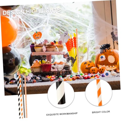 100 pitillos de papel Kraft para fiesta de Halloween miniatura 3