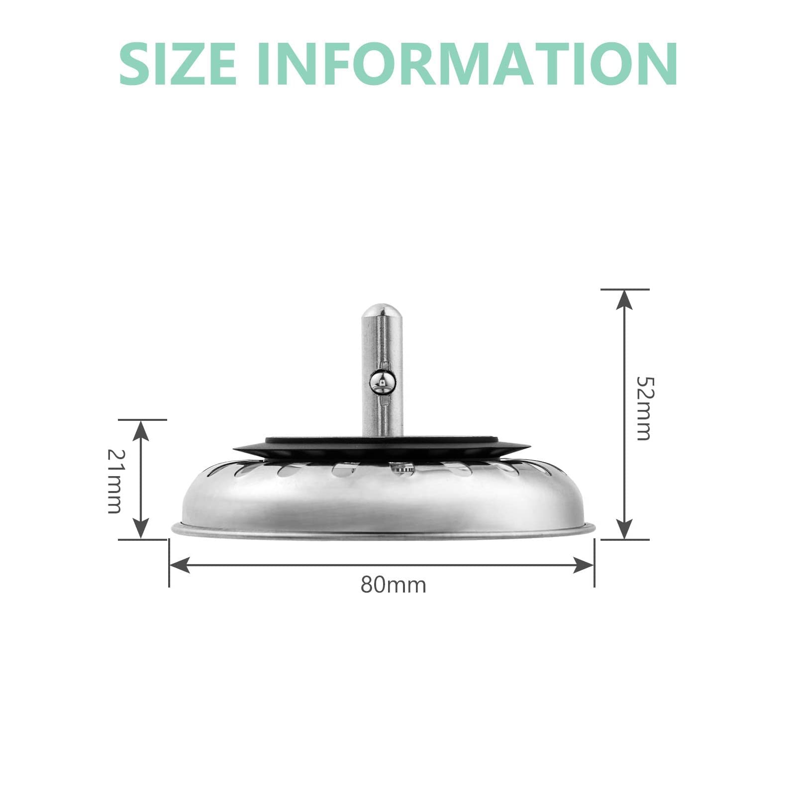 Filtro Per Lavello Cucina In Acciaio Inox 304 - 2 Pezzi Con Raccoglicapelli, Diametro 80 Mm, Per Bagno E Cucina