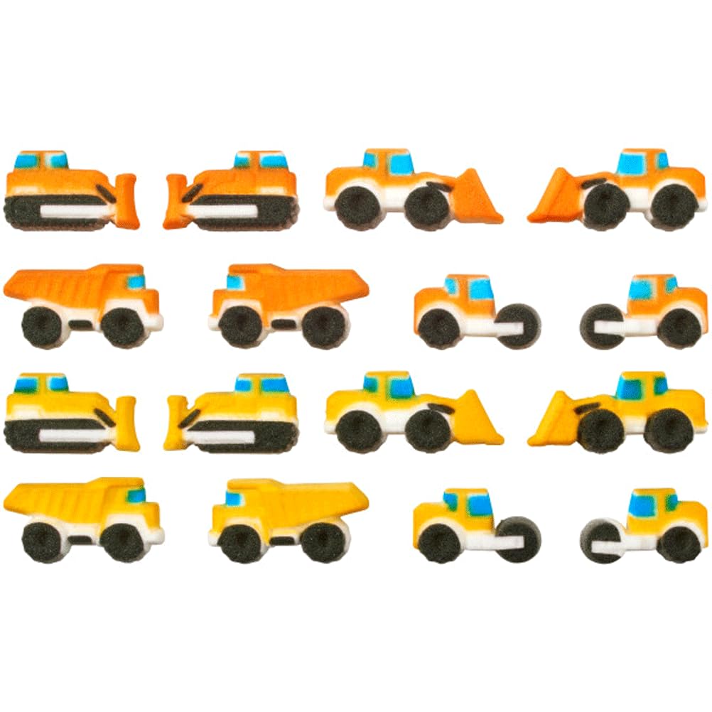 DecoPacEdible Construction Vehicle Cake Toppers - 12 pc Multicolored