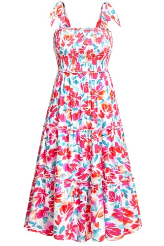 Image of Plus Size Summer Dress - Sun Boho Beach Casual Floral Tiered Smocked Long Maxi Dresses