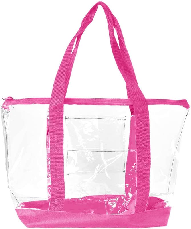 NS Enterprises Tree Clear Bag Stadium Approved, Cold-Resistant, Lightweight and Waterproof, Transparent Tote Bag and Gym Clear Bag, See Through Tote Bag for Work, Sports Games and Concerts Pink Color