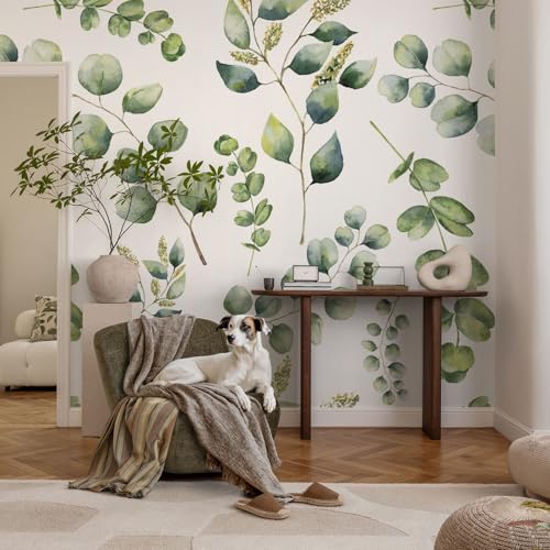 Papel pintado autoadhesivo lavable de hojas verdes con acabado mate 3