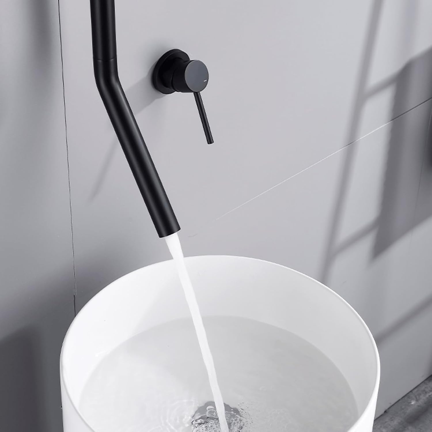 Grifo de Lavabo de Techo Grifo de Lavabo Oculto Montado en la Pared Grifos de Lavabo de baño de latón frío y Caliente para baño,Negro
