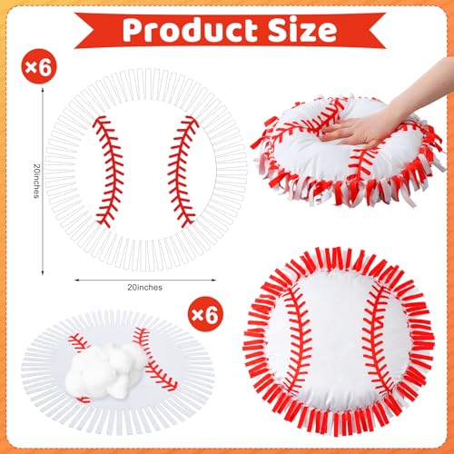 Kit de manualidades de béisbol Mindsoft con 6 cojines de forro polar para niños 2