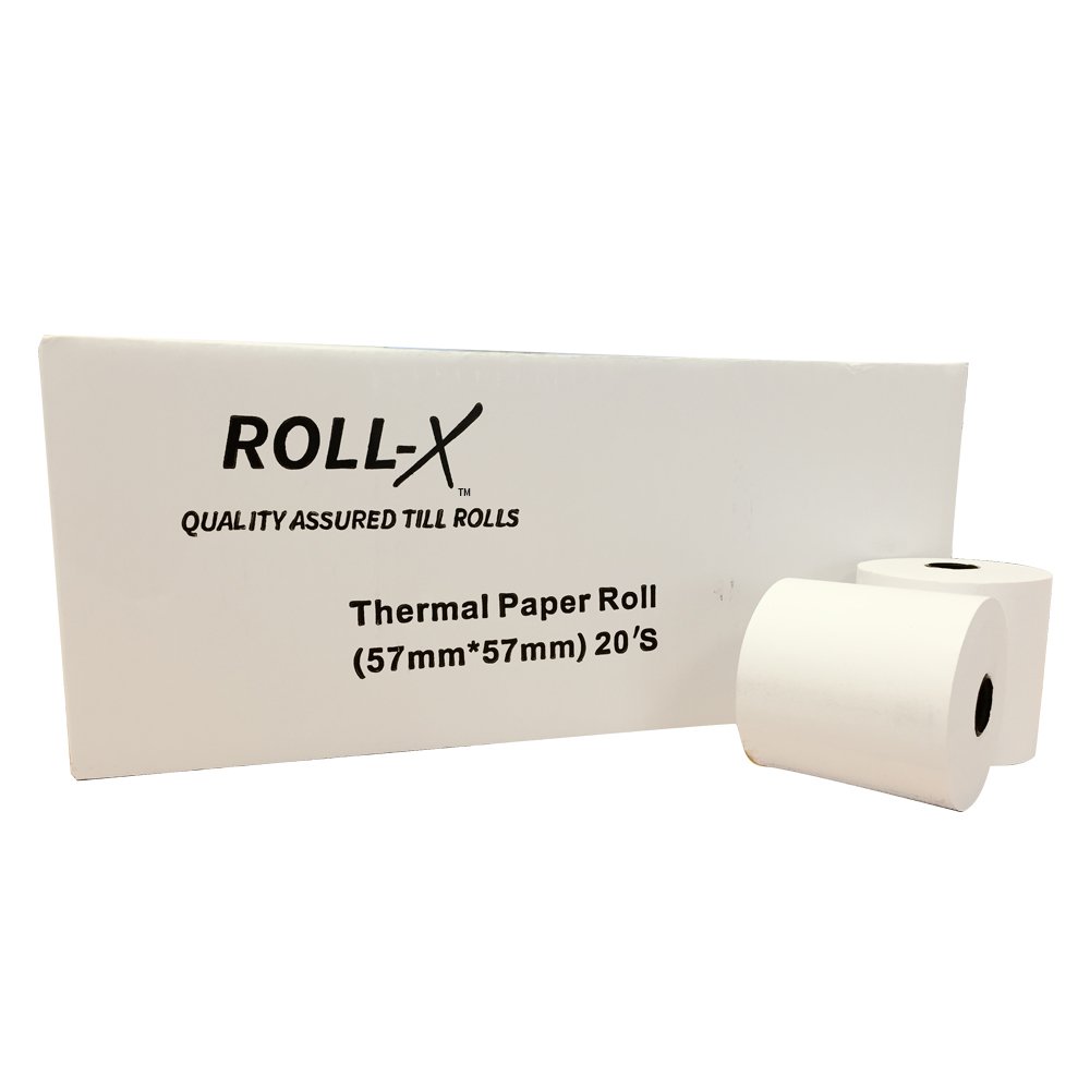 57 x 57 mm Thermal Till Rolls (40 Rolls) Chip & Pin PDQ Credit Card - Roll-X Branded