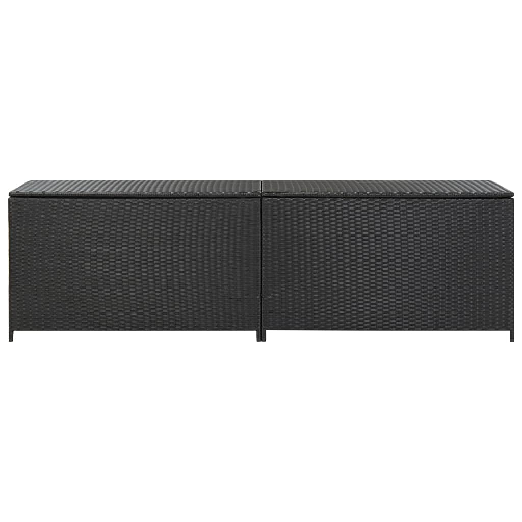 Hommdiy Gartenbox Auflagenbox Kissenbox Kiste Gartentruhe Truhe Box Aufbewahrungsbox Auflagenkiste Garten Poly Rattan Schwarz 200 x 50 x 60 cm