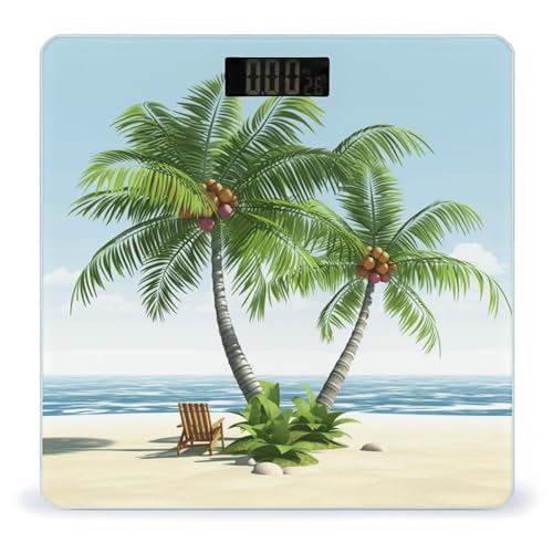 Báscula digital de baño con diseño tropical y LCD 400lb