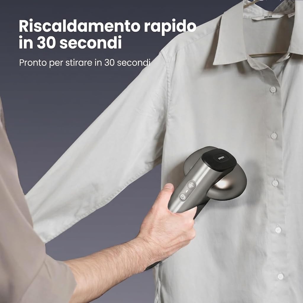 Neakasa Magic 1 Ferro da stiro a vapore sottovuoto, stiratore portatile da viaggio, tecnologia AirIron, aspirazione 2300Pa adesione tessuto, stiro a una mano, asciutto subito, 220-240V (Argento)