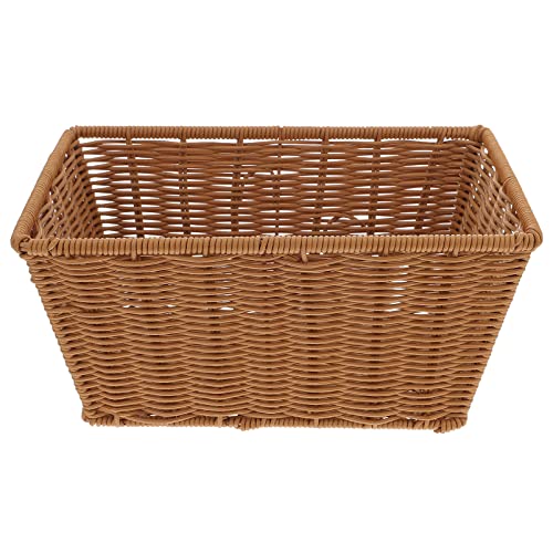 HOMOCONO Imitation Rattan Storage Basket Kitchen Utensil Rack Storage Baskets Multi-purpose Storage Basket Fruit Basket Wicker Baskets Seagrass Basket Weave Basket Plastic