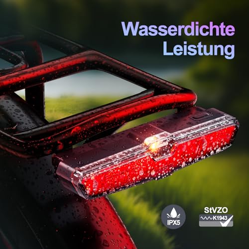 LINGHUANG Rücklicht Fahrrad LED USB-C Aufladbar Akku für Gepäckträger – Ansicht 6