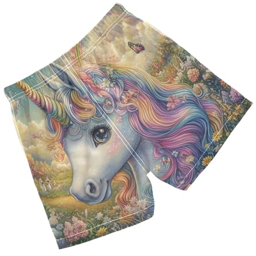 Pigsaly Boys Swim Trunks Unicorn Rainbow Roses Boys Board Shorts Swimsuit Swimwear Summer Bathing Suit S2