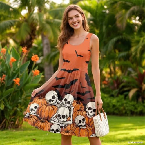 Image of Renewold Women's Sleeveless Tank Dress with Pockets, Casual Scoop Neck A-Line Sundress for Summer, Travel and Vacation