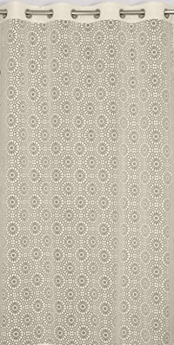 Image of Fabrilia Geometric Pattern Window Net Curtains 5 feet Long Set of 2 for Living Room /Bedroom, Cream