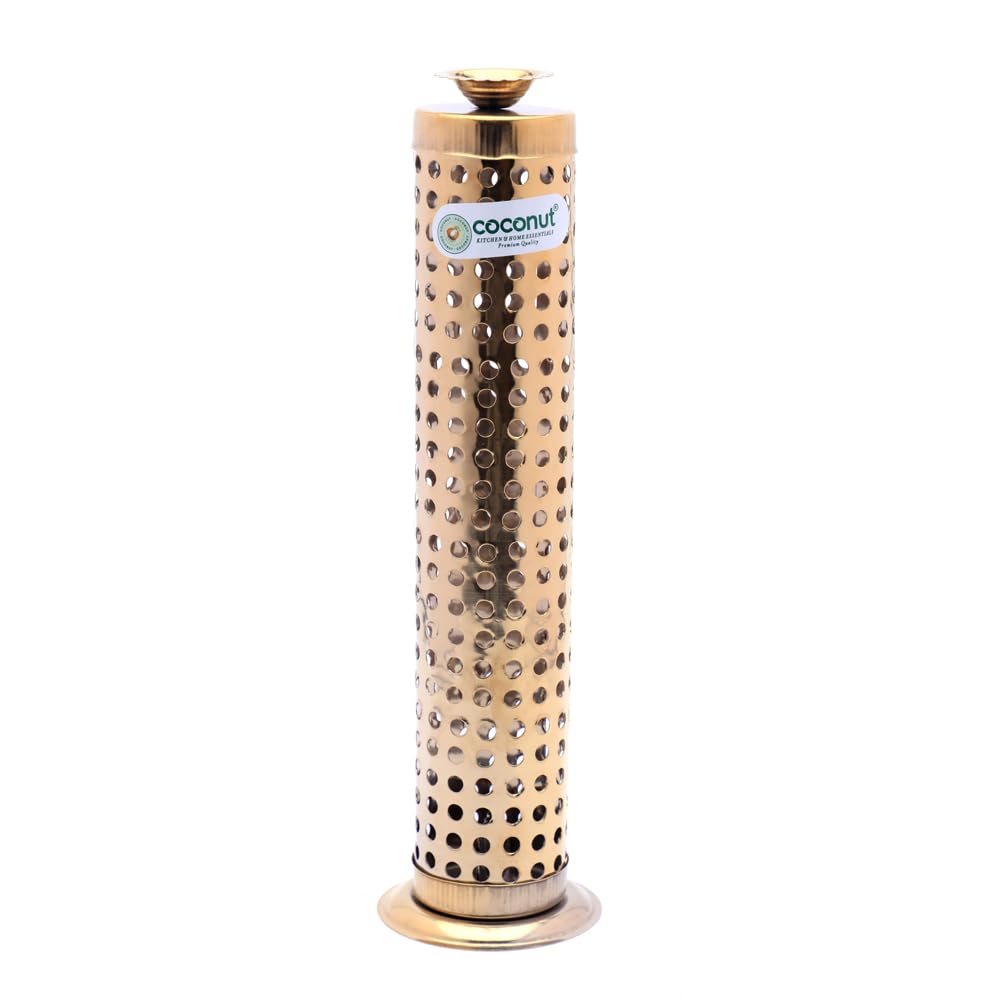 Coconut Gillter Stainless Steel Gold Colour Coating Agarbathi Stacker - 1 Unit-image-49