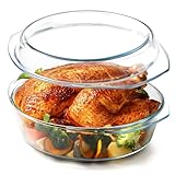 NUTRIUPS 4QT Round Glass Casserole Dish with Lid 11inch Large Glass Microwave Bowls with Lid