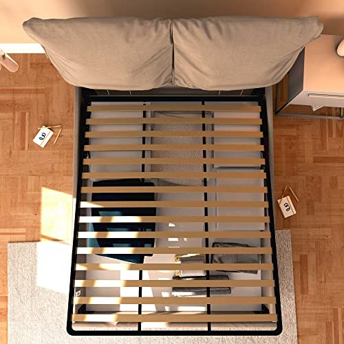 Baldiflex Doppelbett mit Aufbewahrungsbox, Modell Licia Soft aus Stoff, Lattenrost für Einzelbetten 180 x 200 cm, fein gepolstertes Kopfteil, Farbe Taupe – Bild 4