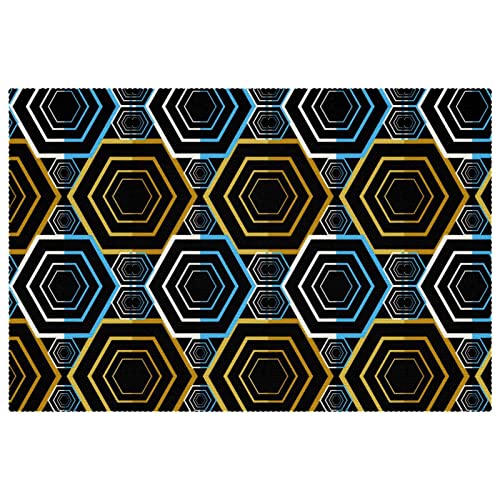 Set de table hexagonal losange anthracite lot de 6 pièces antidérapantes pour repas moderne
