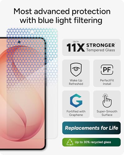 Image of ZAGG Glass XTR5 Samsung Galaxy S26 Plus Screen Protector - 11x Stronger Graphene-Infused Tempered Glass, Blue Light Filter for Better Sleep, Anti-Reflective, InvisibleShield, Easy Installation