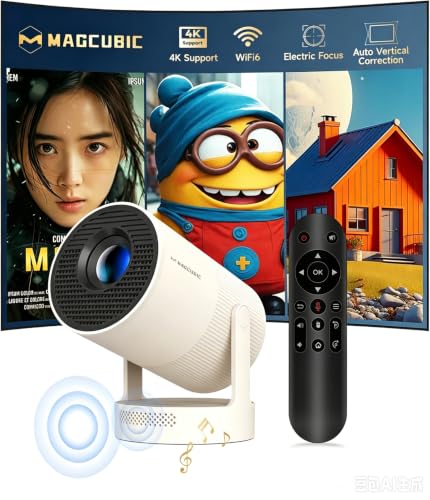 Mini Projector with WiFi 6 and Bluetooth 5.4, Electric Focus Built-in Apps | Support 4K 260 ANSI...
