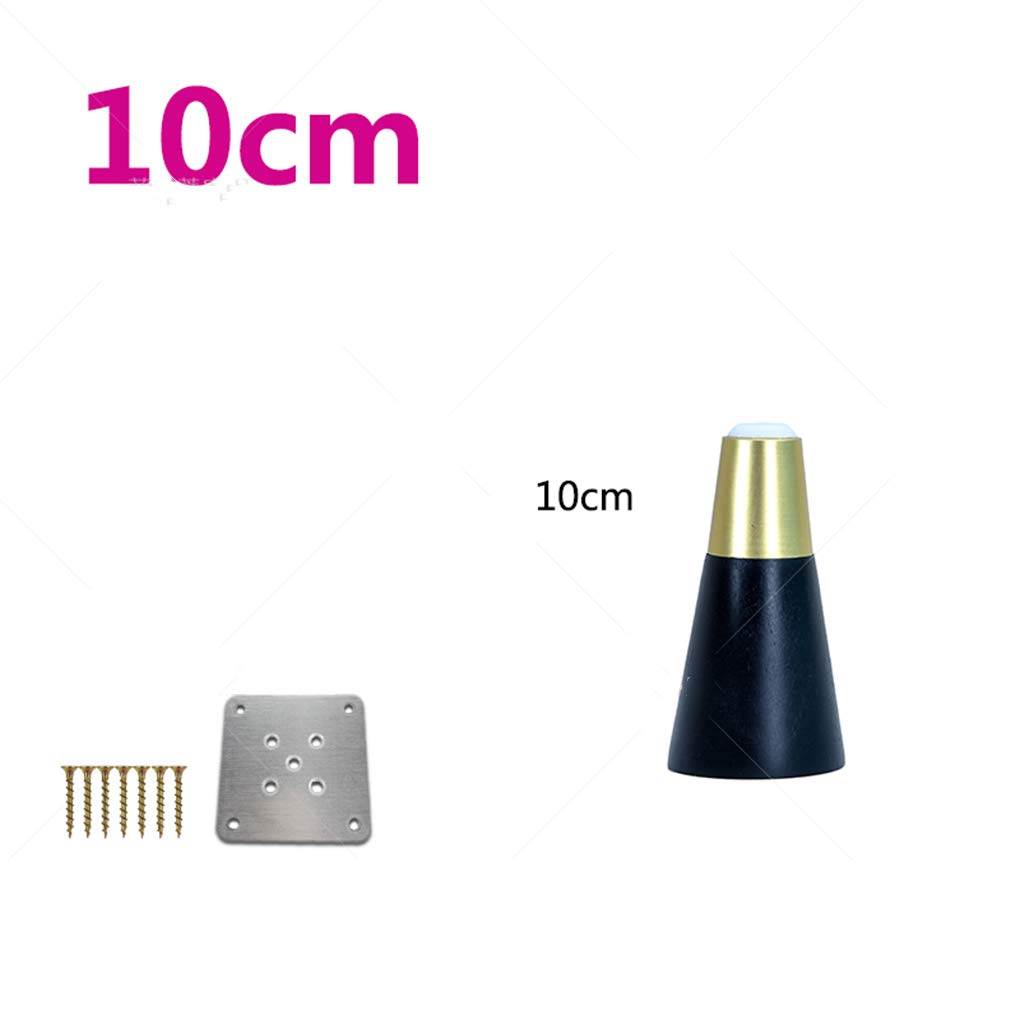 4 piedini di ricambio conici conici in legno massello, per mobili da tavolo, gambe per mobili in legno, per divano, letto, sedia, divano, piedini in legno (nero, 10 cm)