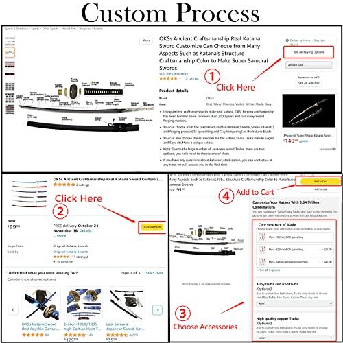 Okss Ancient Craftsmanship Real Katana Sword Customize Can Choose From Many Aspects Such As Katana's Structure Craftsmanship Color To Make Super Samurai Swords #TOP1