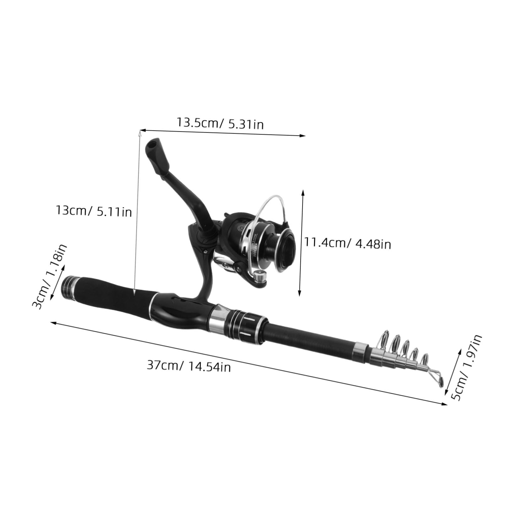 Yardwe Canna da Pesca Telescopica Manico Antiscivolo con Bobina in Fibra di Vetro e Prestazioni Scorrevoli, Kit Compatto per Principianti in Campeggio e Pesca al Bass e Trota