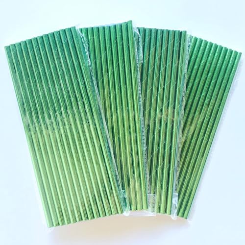 100 pitillos de papel verde metálico biodegradables miniatura 6