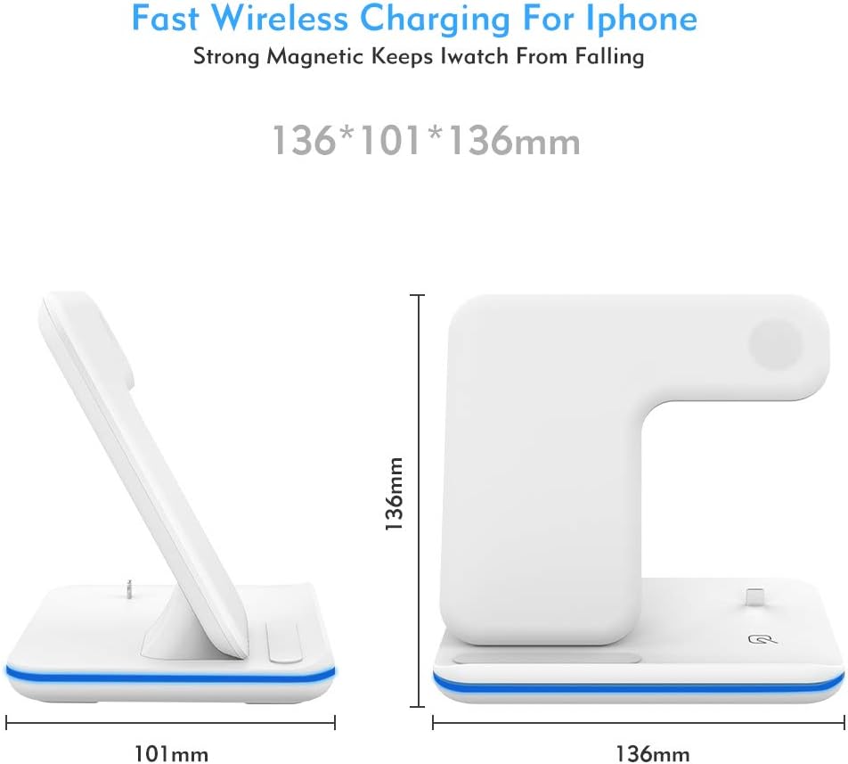 Dimensions of the vcloo 3-in-1 Wireless Charging Stand