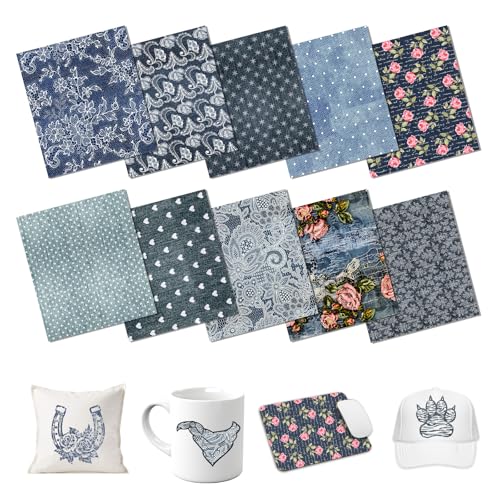 HTVSTD Lace Denim Sublimation Transfer Ink Paper 10 Sheets 1...