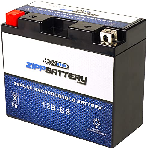 Zipp Battery 12B-BS Maintenance Free Replacement Battery for Motorcycle and Scooter: 12 Volts, 1 Amps, 10Ah, Nut and Bolt (T3) Terminal