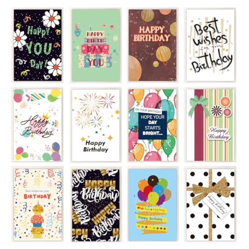 Oridaceae Geburtstagskarten Set mit Umschlag, 12 Stück Glückwunschkarten Geburtstag, Blanko Happy Birthday Karten Set für Kinder Erwachsener Familie Freunde Oridaceae Geburtstagskarten Set mit Umschlag, 12 Stück Glückwunschkarten Geburtstag, Blanko Happy Birthday Karten Set für Kinder Erwachsener Familie Freunde