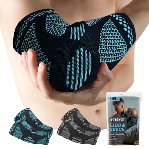 2 Pezzi Gomitiera Elastica per Supporto Braccio, Fascia per Protezione da Gomito, Supporto durante lo Sport, Fascia Gomito Palestra, Unisex Uomo-Donna,blu,L