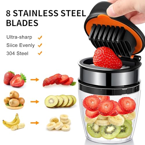 Cortador de huevos y fresas de acero inoxidable con base antideslizante para ensaladas 7