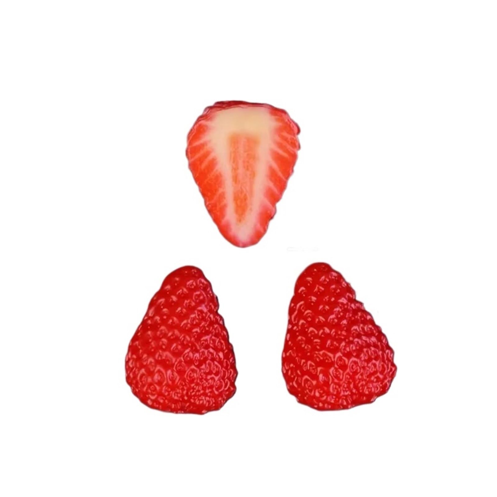Wuyxto One Color 10Pcs Simulation Pvc Realistic Display Small Round Faux Strawberry Slices Decor Fruits Fake Model For Party(M)