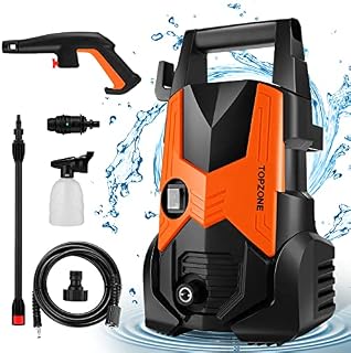 TOPZONE 135Bar Electric Pressure Washer, 7.5L/MIN 1700 W High Pressure Jet Washer with Adjustable Nozzle, Foam Bottle, Small and Light, Power Washer for Car, Home, Garden, Driveway (Orange)