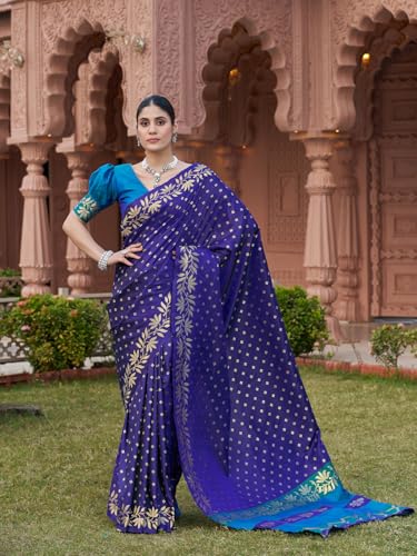 Image of SWORNOF Women's Silk Kanjivaram Kanchipuram Saree With Blouse Piece