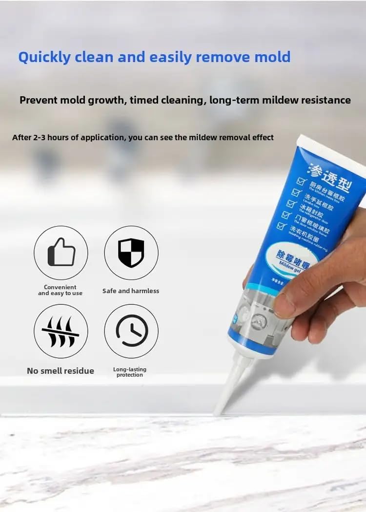 JHEPCOIN Mold Mildew Remover Gel Household Bathroom Cleaner for Bathroom Grout, Washing Machine Grout, Refrigerator Strips, Mold Cleaner Best for Home Sink, Kitchen, Showers (PACK OF 1, 120ML) 4