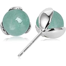 Jade Stud Earrings, Sterling Silver Earrings Studs, Good Luck Jewellery Gift for Birthday Anniversary Mothers Day
